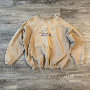 Beige Graphic 'To Fish or Not to Fish?' Crewneck Sweatshirt